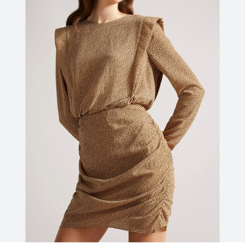 Ted Baker Quinci Mini Dress In Black And Tan Size 5 (US 14) New With Tags